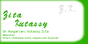 zita kutassy business card